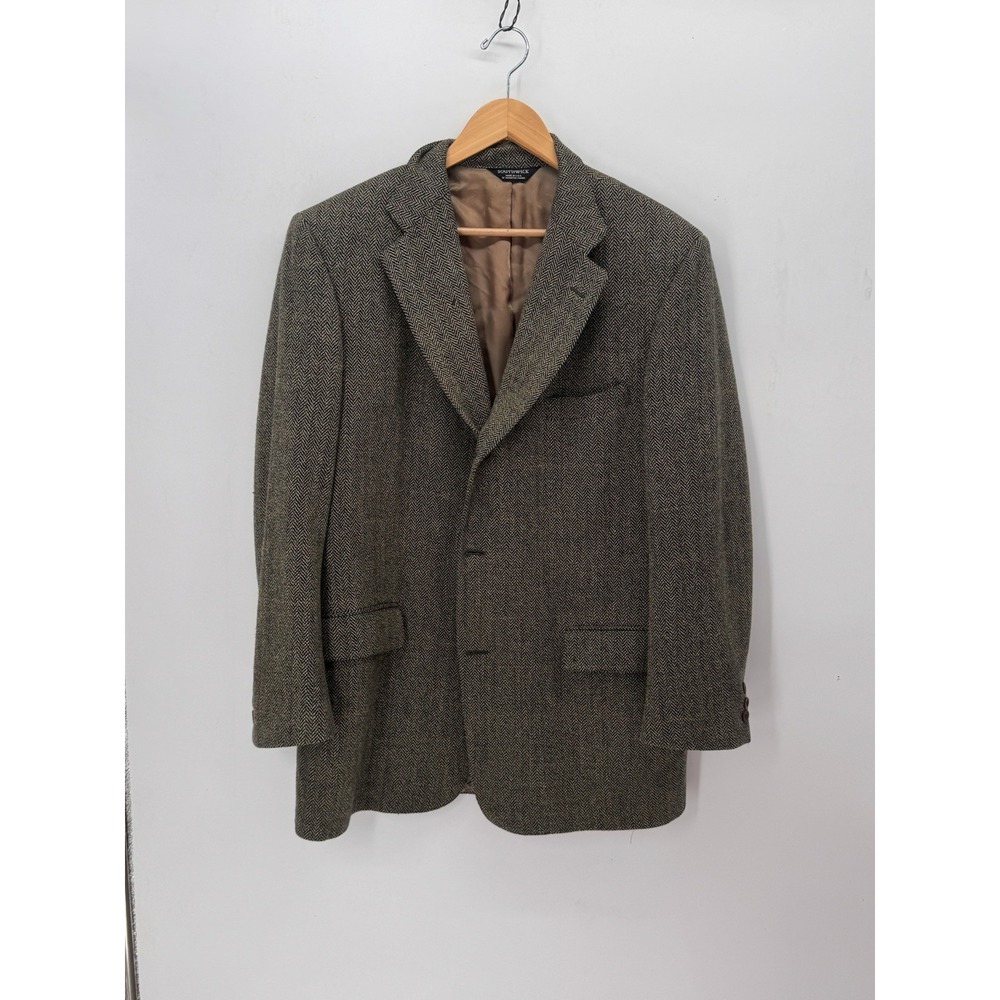 Southwick Vintage Mens 42 Herringbone Tweed Blazer Wool Sport Coat Preppy USA
